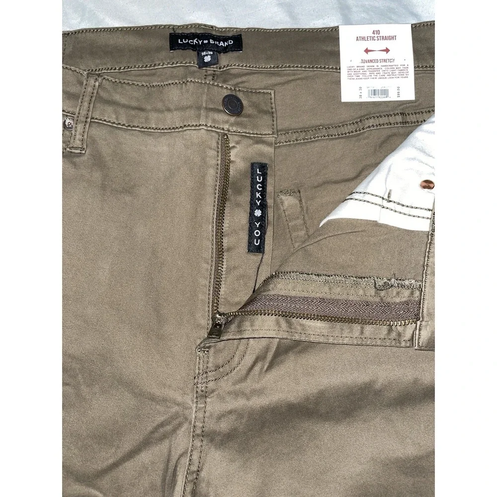 Lucky Brand 410 Athletic Straight Pants Mens Brown Advanced Stretch Chino 38X30